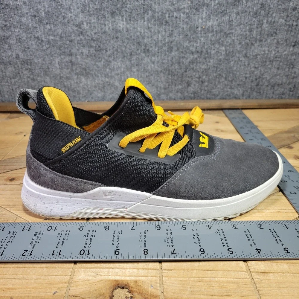 Supra‎ Titanium Men's 10 Gunmetal Gray Black Gold Athletic Suede Modern Sneakers - Picture 12 of 13